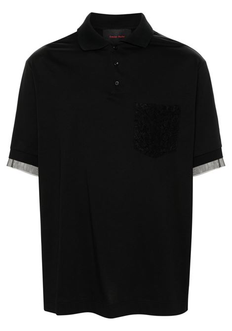 Polo con dettaglio in pizzo in nero Simone Rocha - uomo SIMONE ROCHA | 52970553BLK